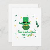 Cartes Pour Fêtes Annuelles Gardez un Casquette sur votre pot O'Gold sur un (Devant / Derrière)