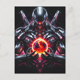 Cartes Pour Fêtes Annuelles Gardien Cosmique Cybernétique Abstrait Robot Futur