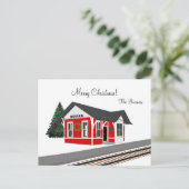 Cartes Pour Fêtes Annuelles Gare de chemin de fer Joyeux Noël Fêtes (Debout devant)
