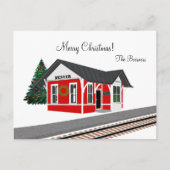 Cartes Pour Fêtes Annuelles Gare de chemin de fer Joyeux Noël Fêtes (Devant)
