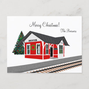 Cartes Pour Fêtes Annuelles Gare ferroviaire Joyeux Noël vacances