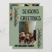 Cartes Pour Fêtes Annuelles Garland and Berries Happy Holidays Card (Devant / Derrière)