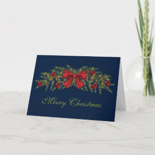 Cartes Pour Fêtes Annuelles Garland De Noël Avec Bow Rouge Et Baubles
