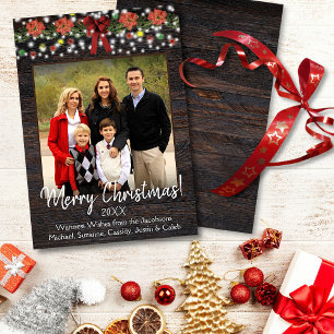 Cartes Pour Fêtes Annuelles Garland de Noël rustique avec lumières Photo