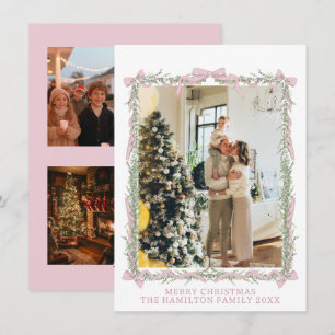 Cartes Pour Fêtes Annuelles Garland rose En vichy Noël 5 Photo