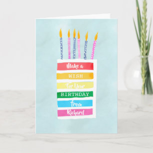 Cartes Pour Fêtes Annuelles Gâteau arc-en-ciel doux