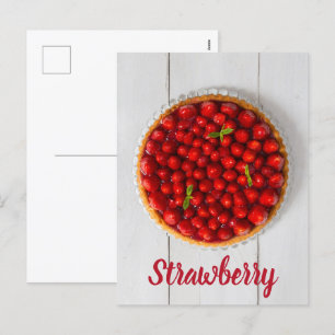 Cartes Pour Fêtes Annuelles Gâteau aux fraises à la menthe sur bois blanc