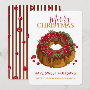 Cartes Pour Fêtes Annuelles Gâteau Bundt aux Cranberries et au Chocolat Joyeux