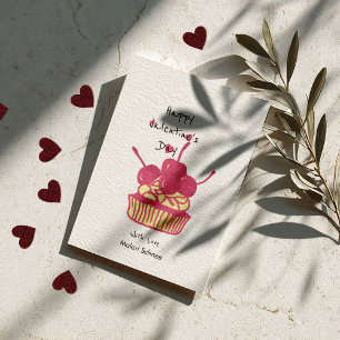 Cartes Pour Fêtes Annuelles Gâteau Cupcake Cerise de la Saint-Valentin – Desse