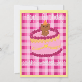 Cartes Pour Fêtes Annuelles Gâteau d'anniversaire avec l'ours de fête à thème