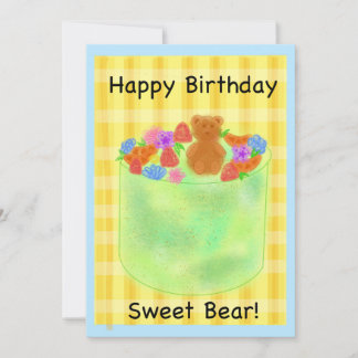 Cartes Pour Fêtes Annuelles Gâteau d'anniversaire avec ours de fête Thème Cart
