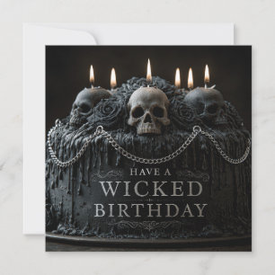 Cartes Pour Fêtes Annuelles Gâteau d'anniversaire gothique avec crânes et salu