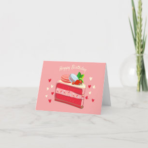 Cartes Pour Fêtes Annuelles Gâteau d'anniversaire mignon rouge
