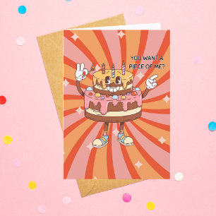 Cartes Pour Fêtes Annuelles Gâteau d'anniversaire, Rétro, Amusant, Personnalis