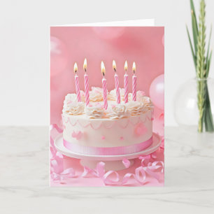 Cartes Pour Fêtes Annuelles Gâteau d'anniversaire rose