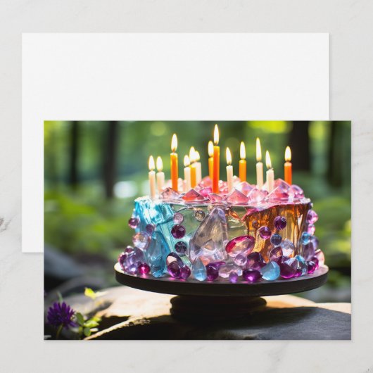 Cartes Pour Fêtes Annuelles Gâteau de fête (Devant / Derrière)