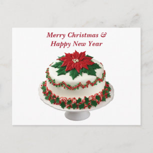 Cartes Pour Fêtes Annuelles Gâteau de Noël au poinsettia rouge Joyeux Noël