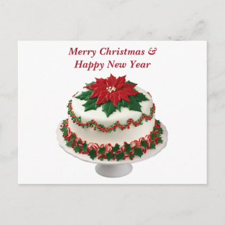 Cartes Pour Fêtes Annuelles Gâteau de Noël au poinsettia rouge Joyeux Noël