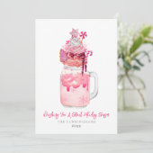 Cartes Pour Fêtes Annuelles Gâteau de Noël de Milkshake Rose Sucré (Debout devant)