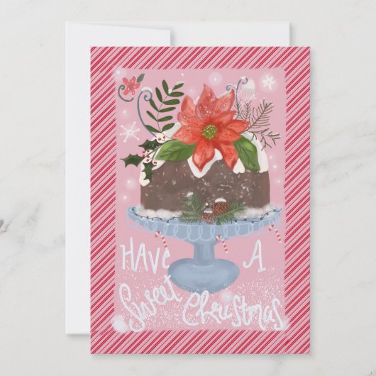Cartes Pour Fêtes Annuelles Gâteau de Noël Poinsettia (Devant)