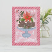 Cartes Pour Fêtes Annuelles Gâteau de Noël Poinsettia (Debout devant)