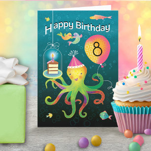 Cartes Pour Fêtes Annuelles Gâteau de pieuvre 8e anniversaire