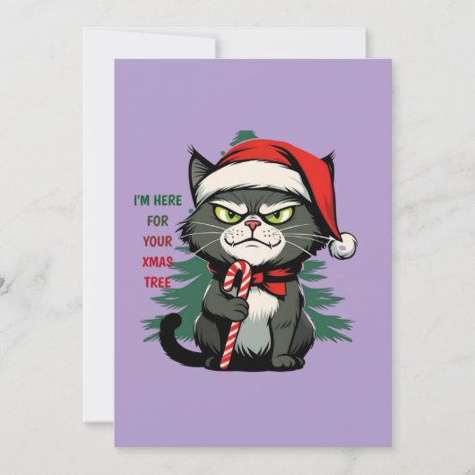 Cartes Pour Fêtes Annuelles Gato travieso navideño con gorro y bastón (Devant)