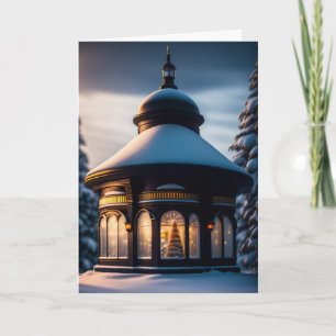 Cartes Pour Fêtes Annuelles Gazebo de vacances d'hiver fermé par des vitres
