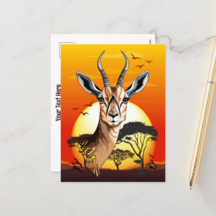Cartes Pour Fêtes Annuelles Gazelle Antelope africaine animal sauvage