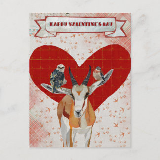 Cartes Pour Fêtes Annuelles GAZELLE & FEATHERS VALENTINE'S Postcard