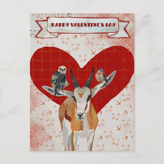 Cartes Pour Fêtes Annuelles GAZELLE & FEATHERS VALENTINE'S Postcard (Devant)