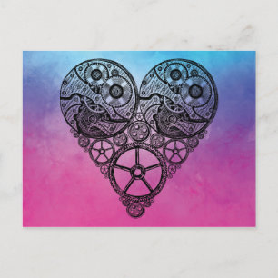 Cartes Pour Fêtes Annuelles Gear de vapeur Valentine Heart Aquarelle