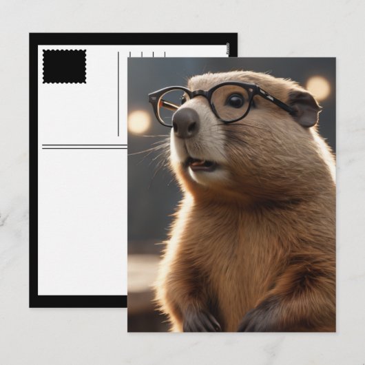 Cartes Pour Fêtes Annuelles geek de marmotte (Devant / Derrière)