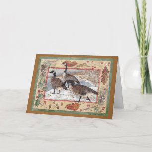 CARTES POUR FÊTES ANNUELLES GEESE SAUVAGE EN HIVER