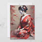 Cartes Pour Fêtes Annuelles Geisha japonais en rouge B Portrait (Devant)