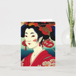 Cartes Pour Fêtes Annuelles Geisha Study A en japonais