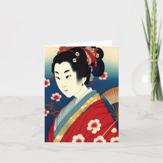 Cartes Pour Fêtes Annuelles Geisha Study E en japonais (Devant)