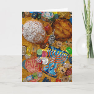 Cartes Pour Fêtes Annuelles Gelt, Dreidels, Menorah, Sufganiot & Latke