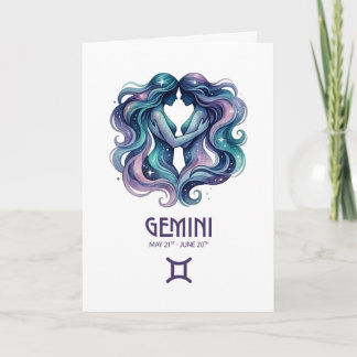 Cartes Pour Fêtes Annuelles Gemini Birthday Card. Zodiac Astrology Card
