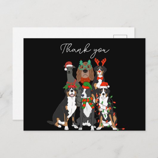 Cartes Pour Fêtes Annuelles gentil chien Noël merci (Devant / Derrière)