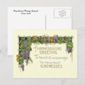 Cartes Pour Fêtes Annuelles Gentillesse de Thanksgiving (Devant / Derrière)