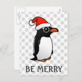 Cartes Pour Fêtes Annuelles Gentoo Penguin Père Noël (Devant / Derrière)