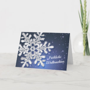 Cartes Pour Fêtes Annuelles German Christmas, Snowflake on blue Holiday