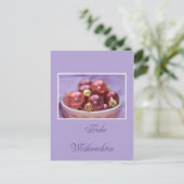 Cartes Pour Fêtes Annuelles german joyeux noël lila & ornements roses (Debout devant)