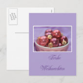 Cartes Pour Fêtes Annuelles german joyeux noël lila & ornements roses (Devant / Derrière)