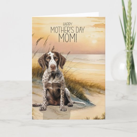 Cartes Pour Fêtes Annuelles German Pointer Dog Sunset Beach Mother's Day (Devant)