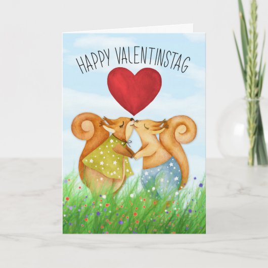 Cartes Pour Fêtes Annuelles German Valentine's Day Romantic Squirrels Heart (Devant)