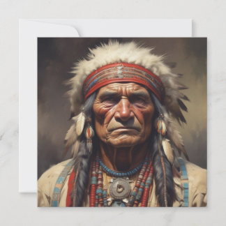 Cartes Pour Fêtes Annuelles Geronimo Portrait du chef guerrier indien