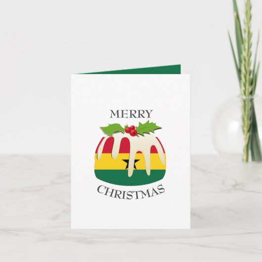 Cartes Pour Fêtes Annuelles GHANA FLAG | Pudding de Noël | Festif (Devant)