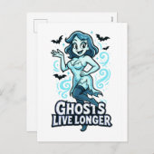Cartes Pour Fêtes Annuelles Ghost - Ghosts Live Plus Longs (Devant / Derrière)
